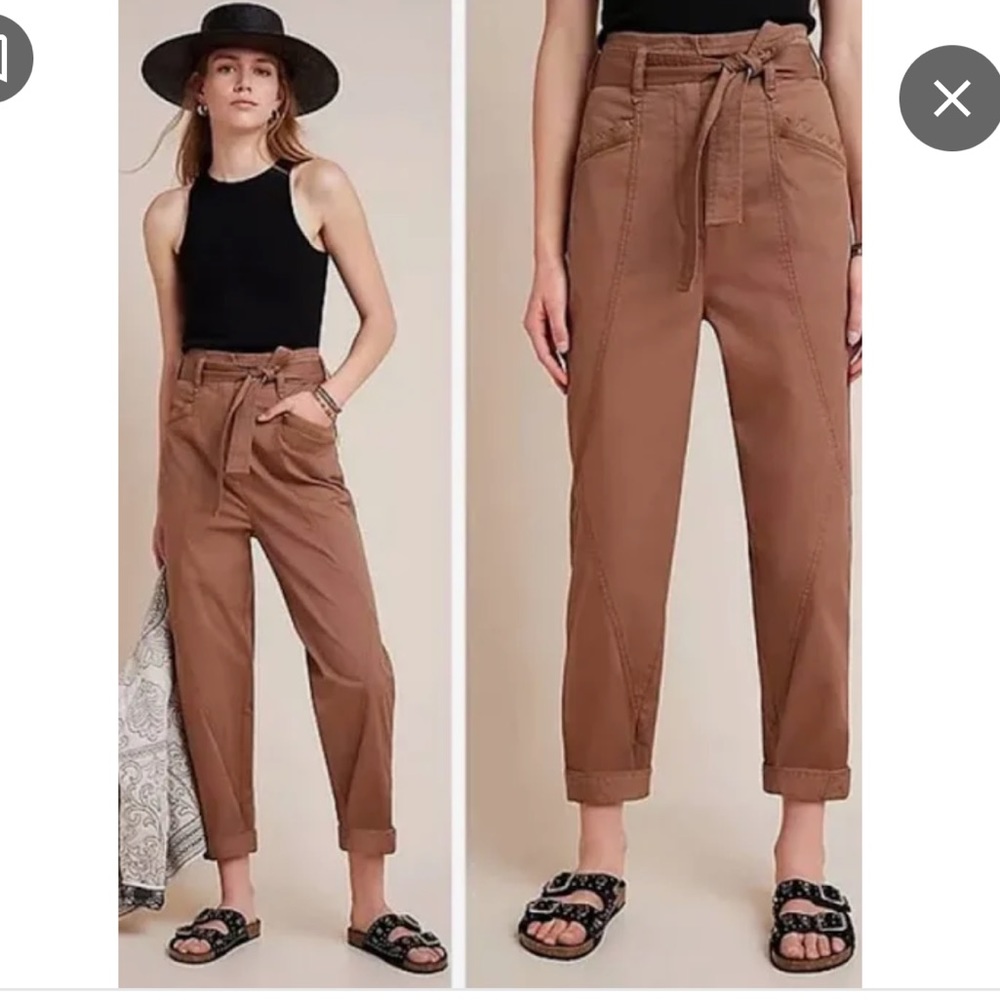NWT Anthropologie - High-Rise Ellie Embroidered Utility Cargo Pants